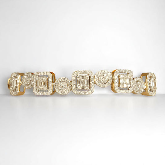 Geometric Halo Natural Diamond Wedding Bracelet