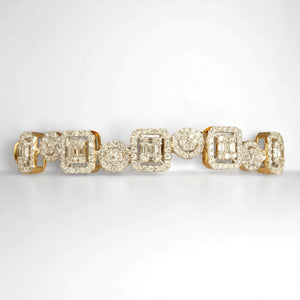 Geometric Halo Natural Diamond Wedding Bracelet