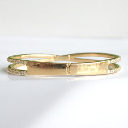 Crossover Wide Natural Diamond Bracelet