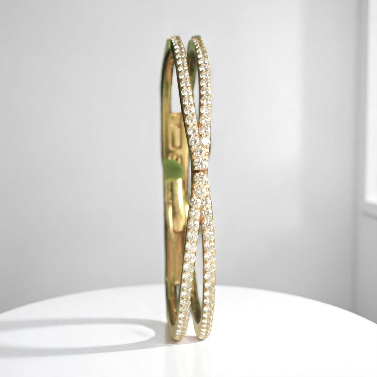 Crossover Wide Natural Diamond Bracelet