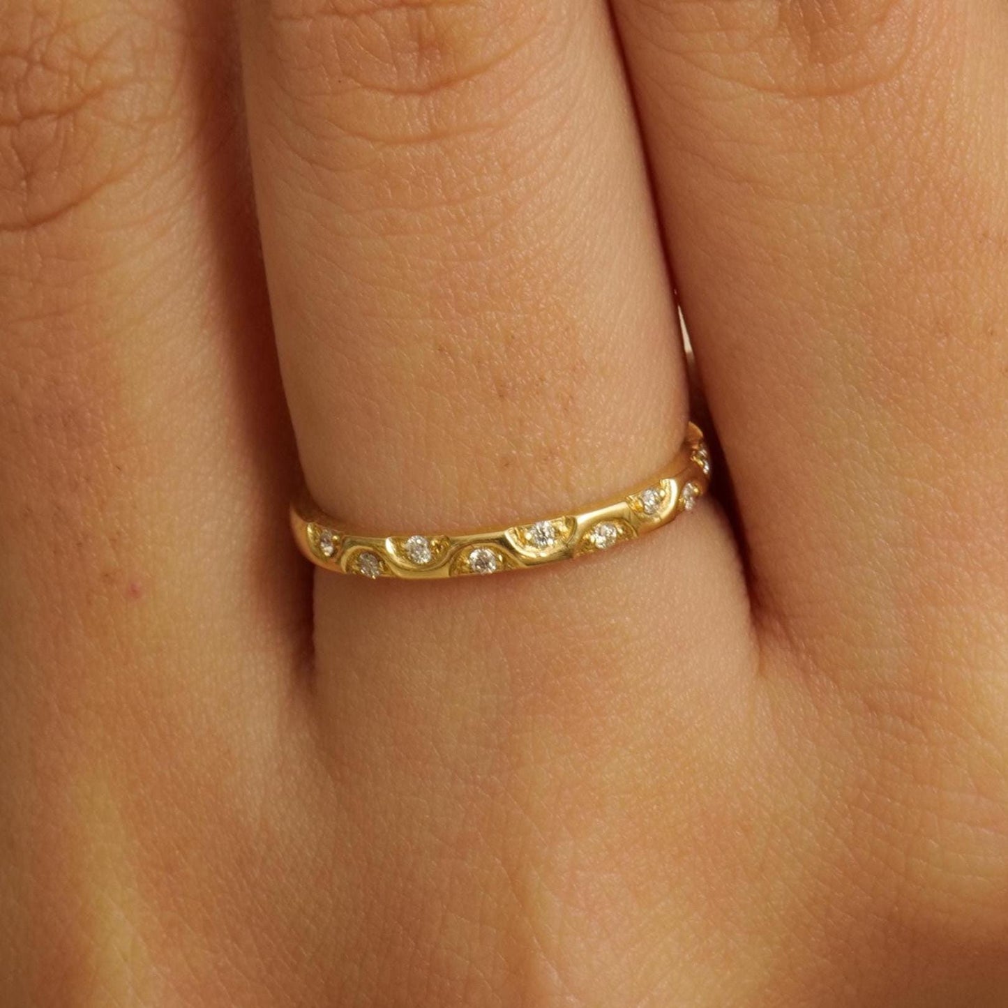 Crescent Diamond Band Ring