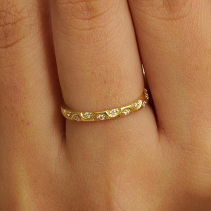 Crescent Diamond Band Ring
