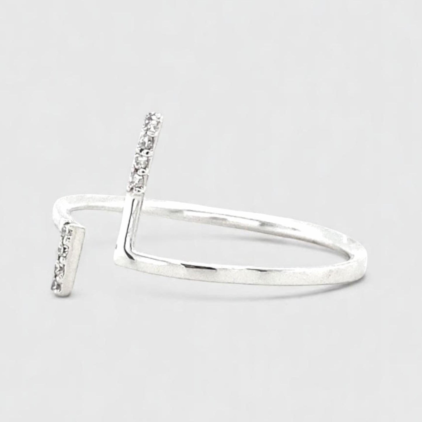 Double Bar Open Cuff Diamond Ring