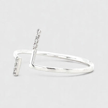 Double Bar Open Cuff Diamond Ring