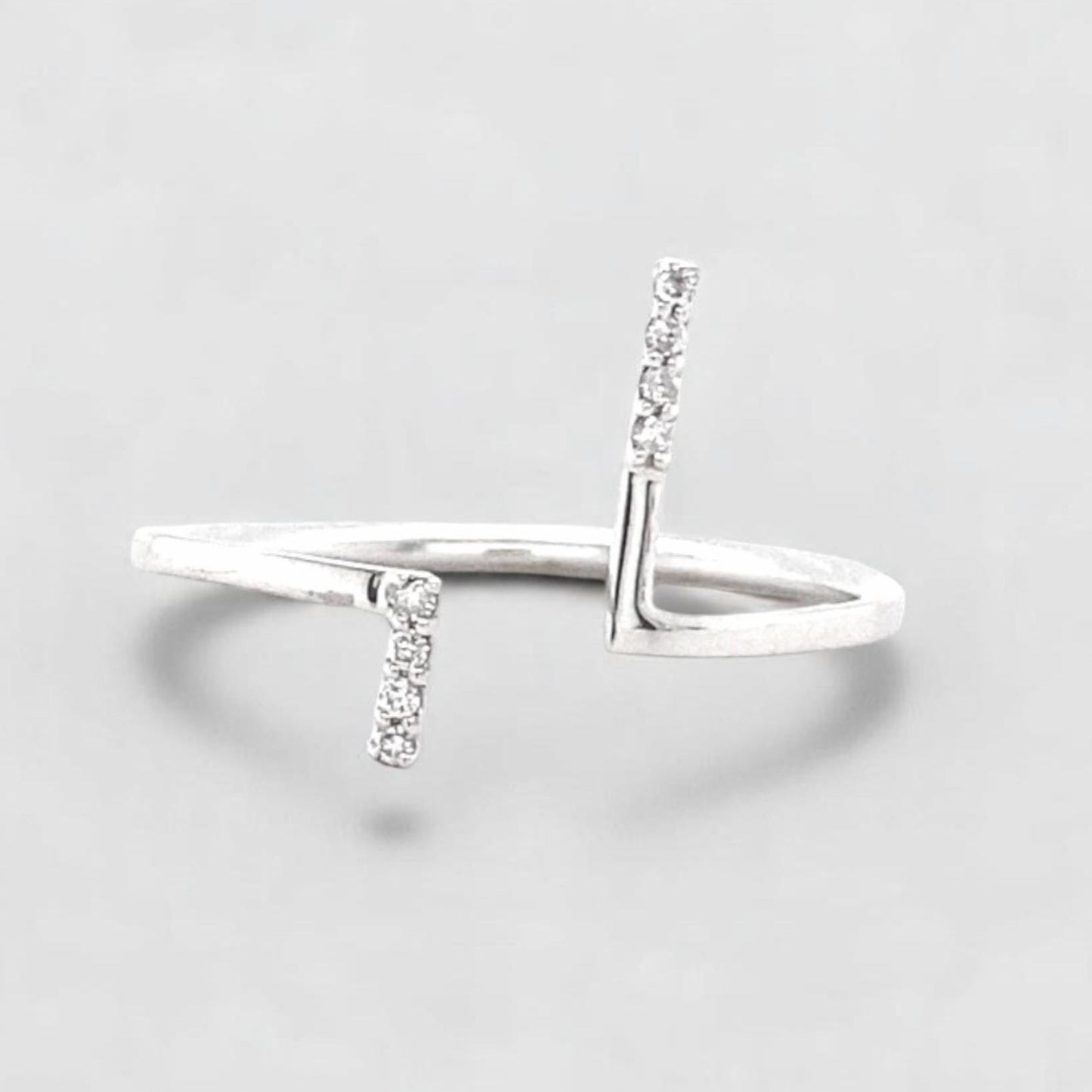 Double Bar Open Cuff Diamond Ring