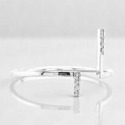 Double Bar Open Cuff Diamond Ring