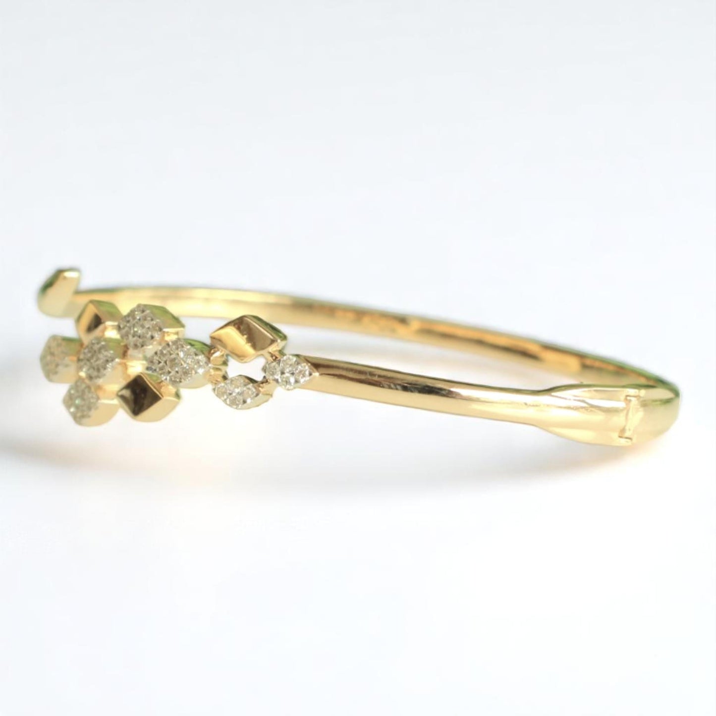 Rhombus Natural Diamond Open Cuff Bracelet
