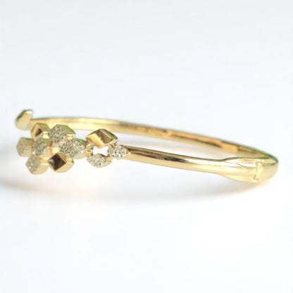 Rhombus Natural Diamond Open Cuff Bracelet