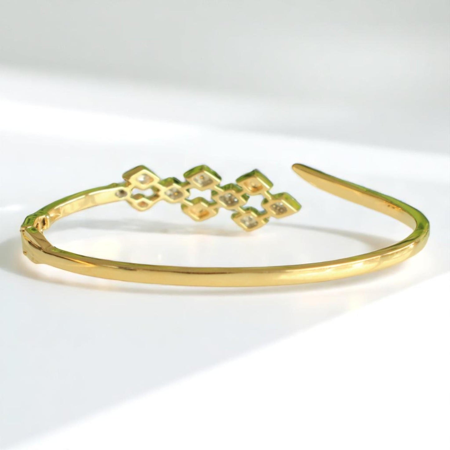 Rhombus Natural Diamond Open Cuff Bracelet