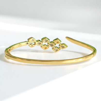 Rhombus Natural Diamond Open Cuff Bracelet