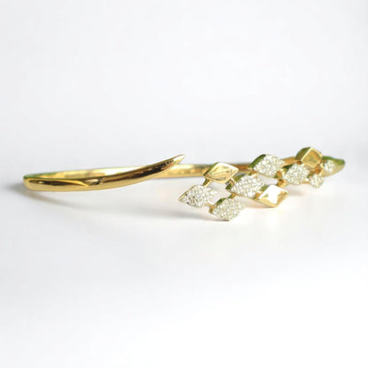 Rhombus Natural Diamond Open Cuff Bracelet