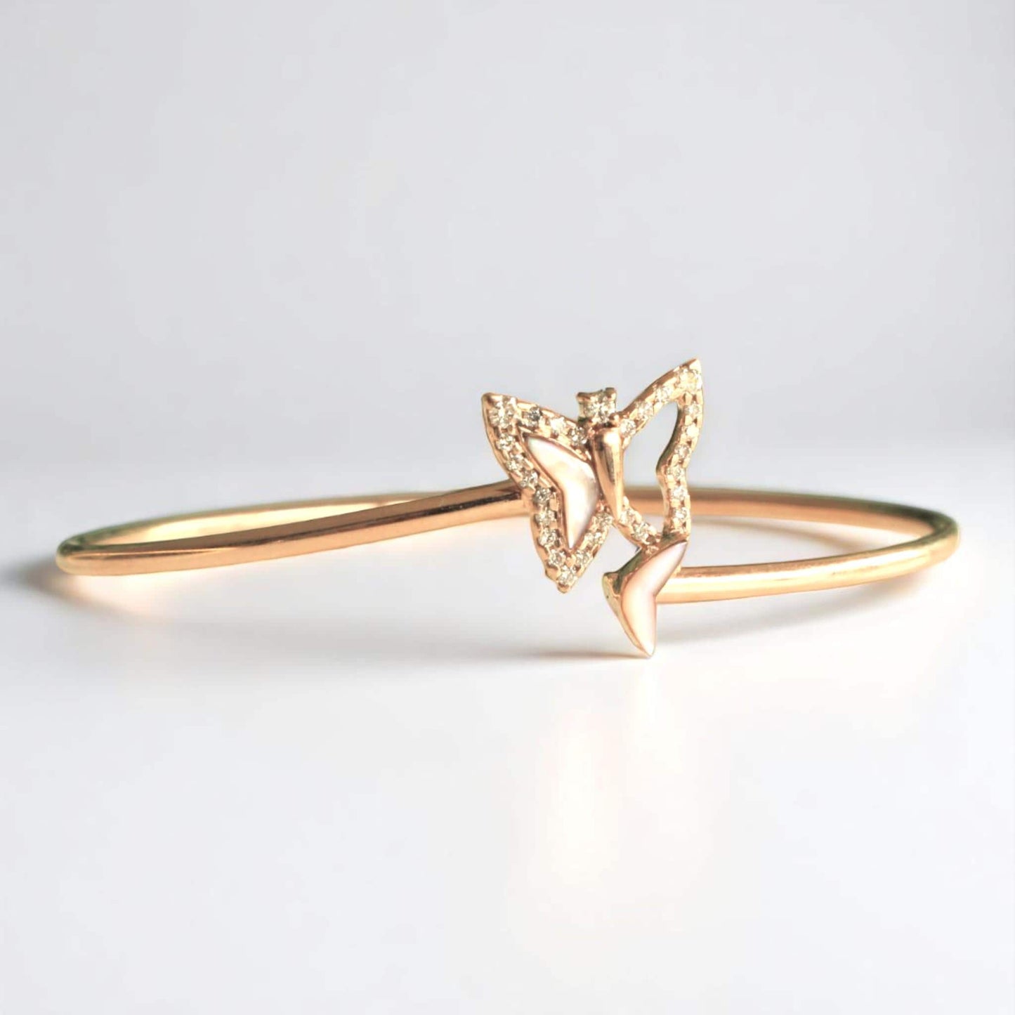 Butterfly Natural Diamond Cuff Bangle Bracelet