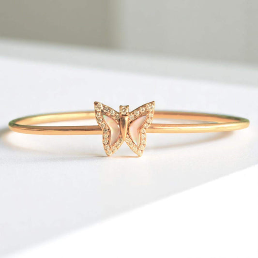 Butterfly Natural Diamond Cuff Bangle Bracelet