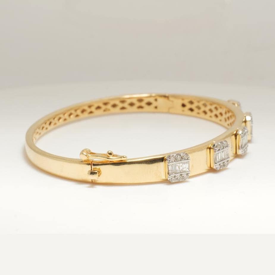 Bar Cluster Natural Diamond Bangle Bracelet