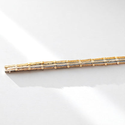 Trinity Natural Diamond Three Tone Tennis Bracelet