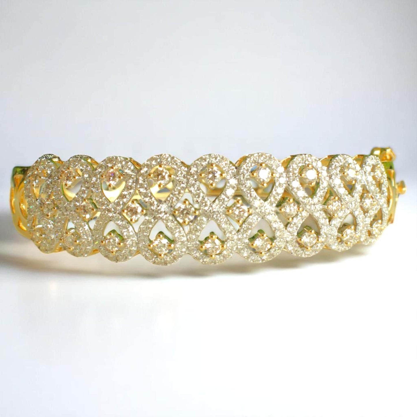 Infinity Natural Diamond Wide Bridal Bangle Bracelet