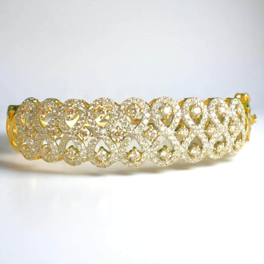 Infinity Natural Diamond Wide Bridal Bangle Bracelet