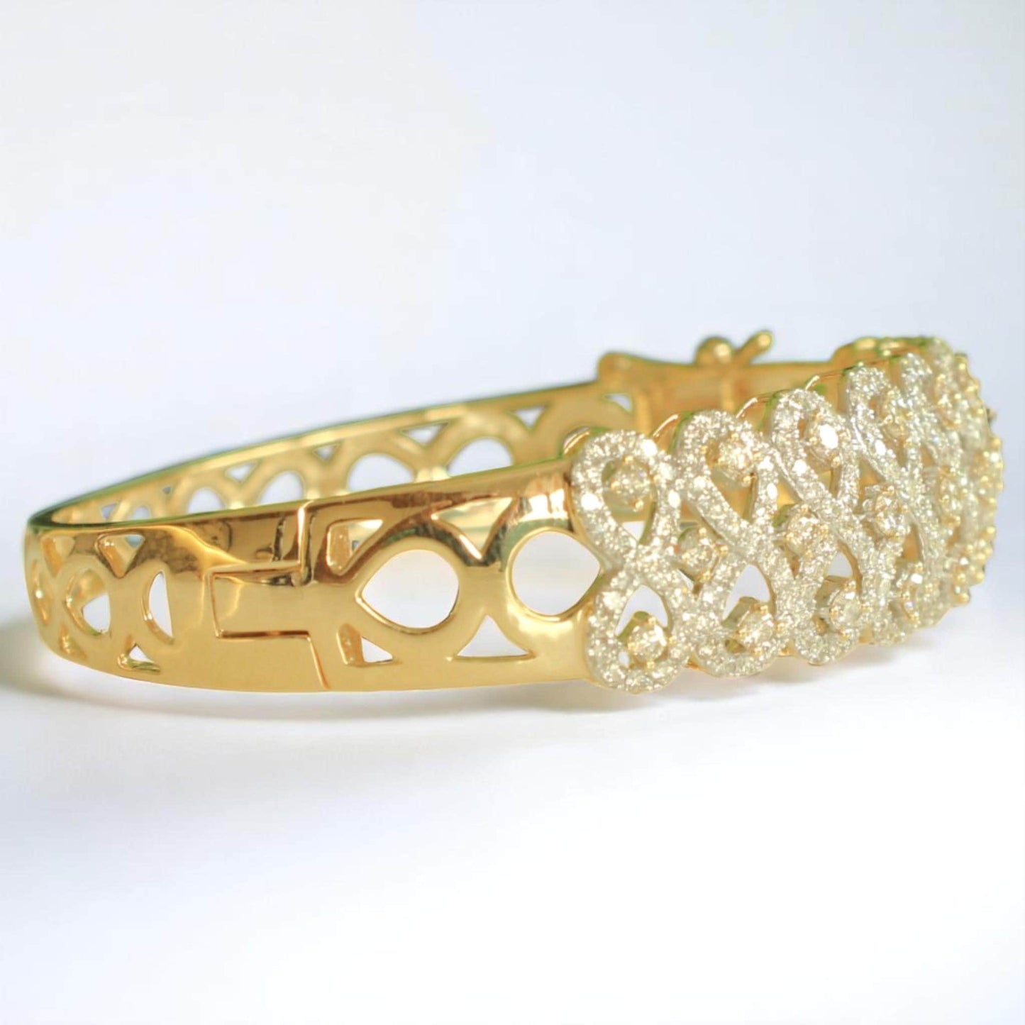 Infinity Natural Diamond Wide Bridal Bangle Bracelet