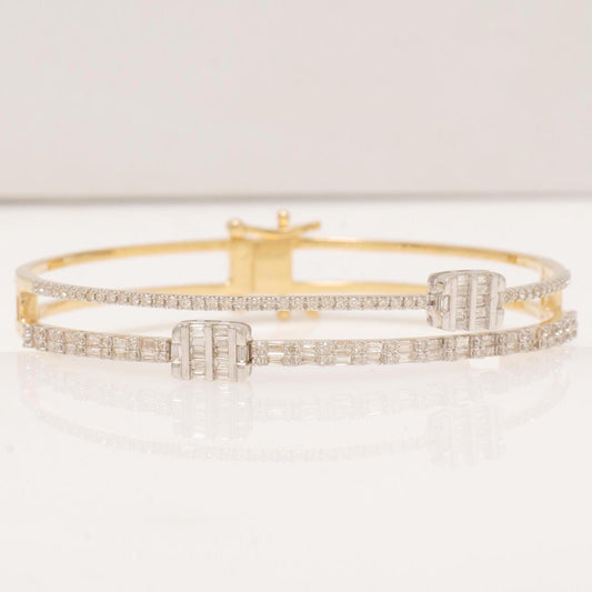 Baguette & Round Natural Diamond Cuff Bracelet