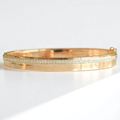 Pave Natural Diamond Broad Bangle Bracelet