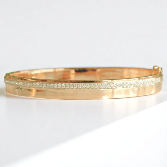 Pave Natural Diamond Broad Bangle Bracelet