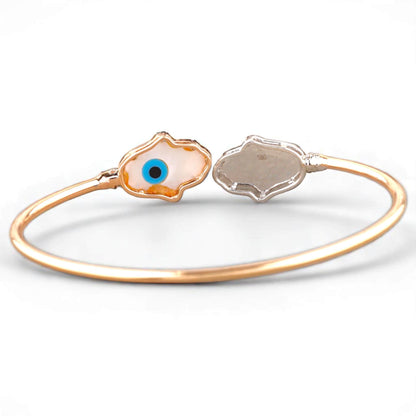 Hamsa Evil Eye Natural Diamond Cuff Bracelet