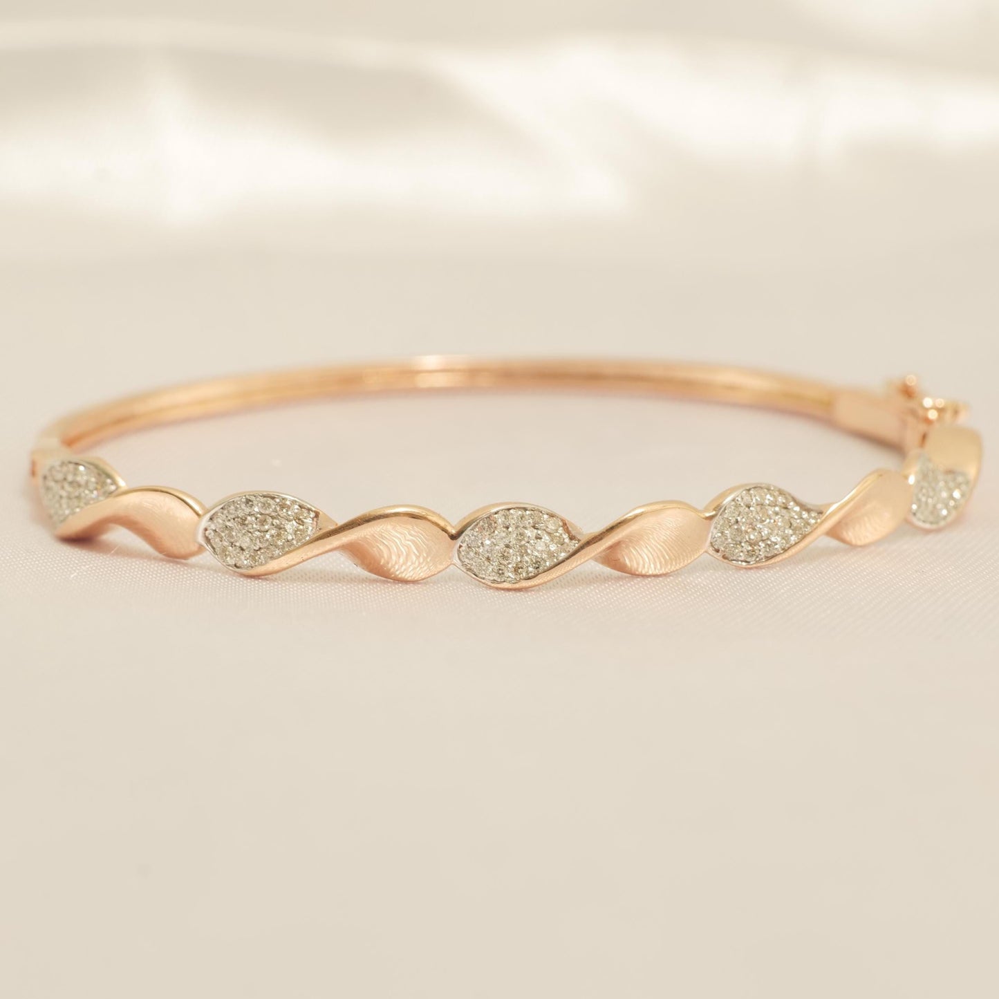 Wavy Natural Diamond Pave Cuff Bracelet