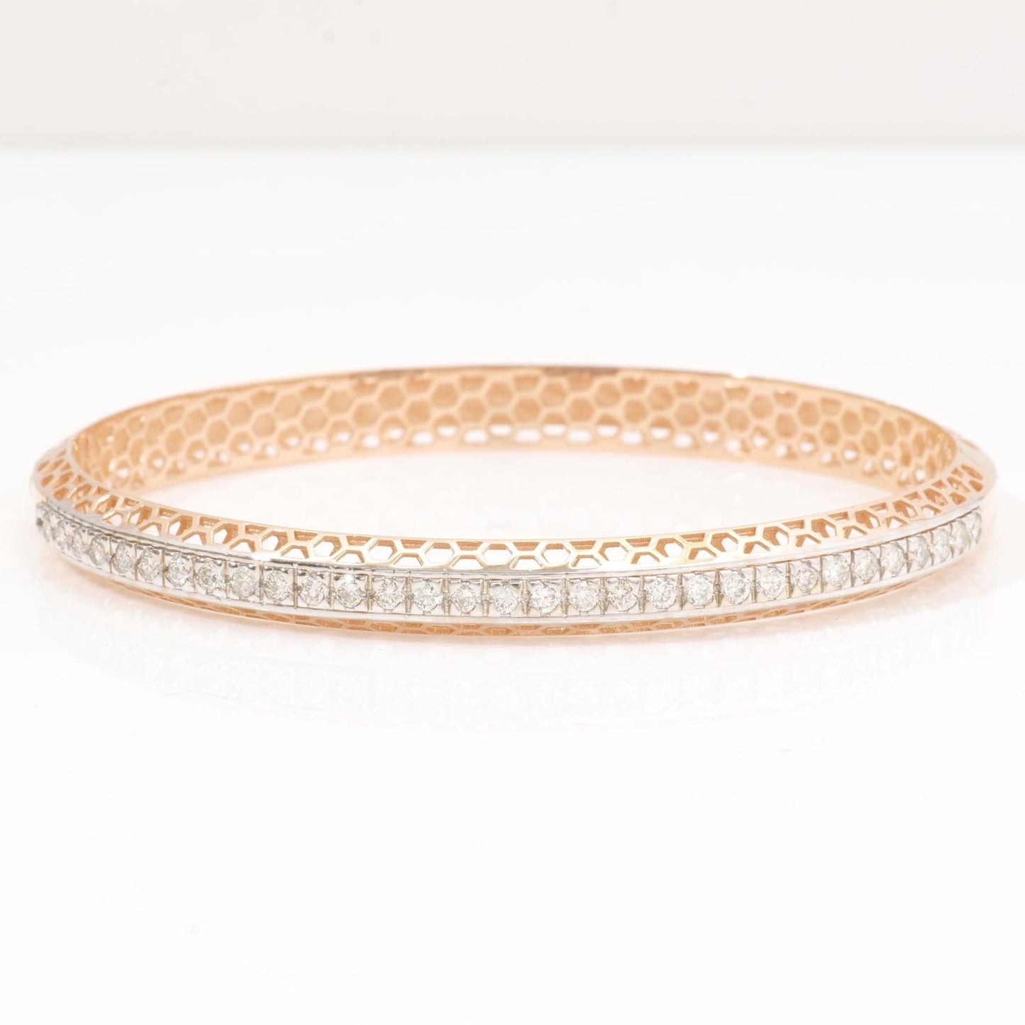 Filigree Natural Diamond Channel Bangle Bracelet