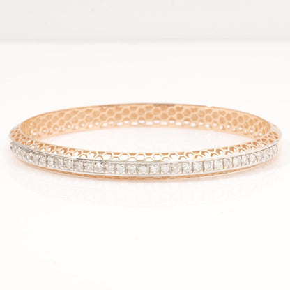 Filigree Natural Diamond Channel Bangle Bracelet