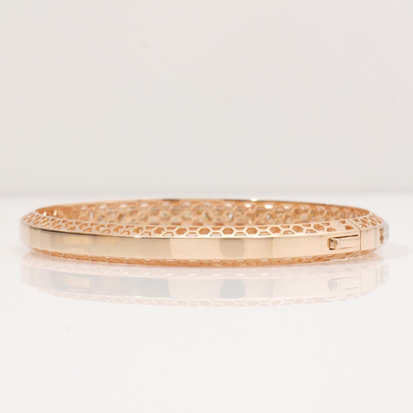 Filigree Natural Diamond Channel Bangle Bracelet