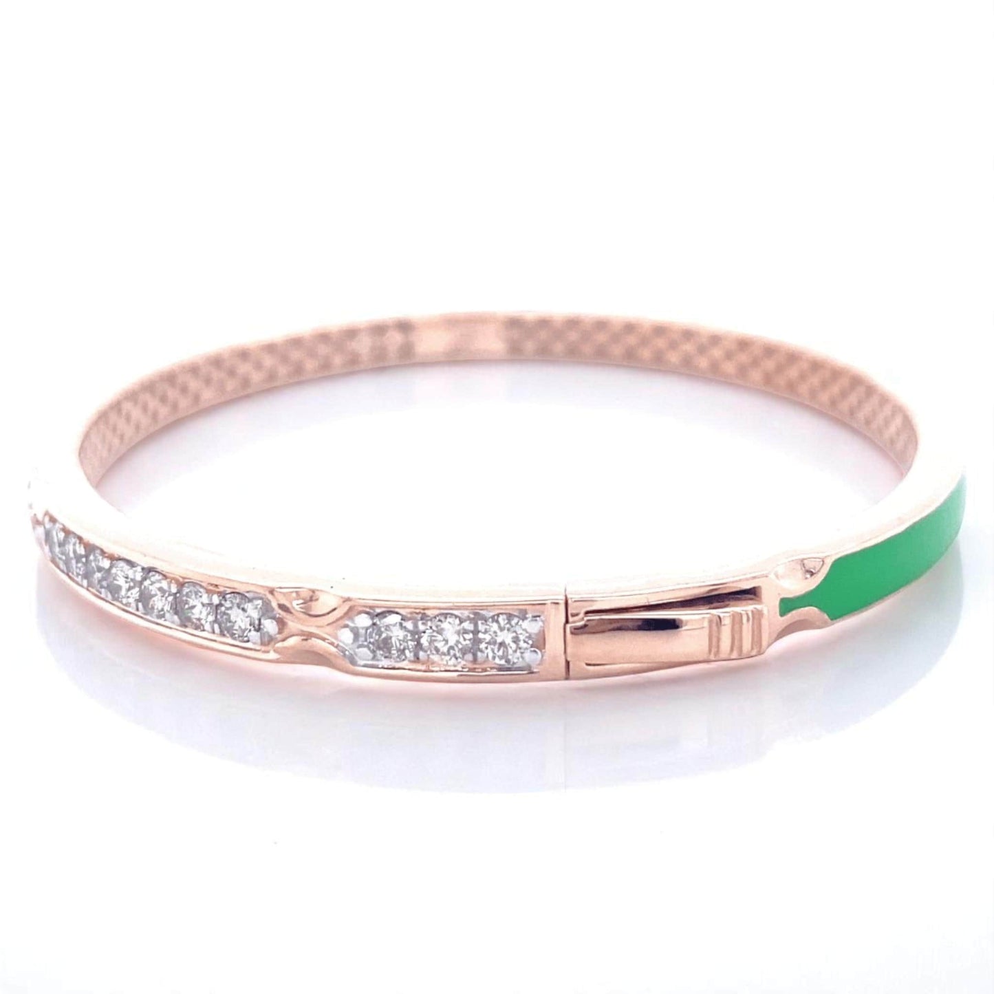 Green Enamel Natural Diamond Bracelet