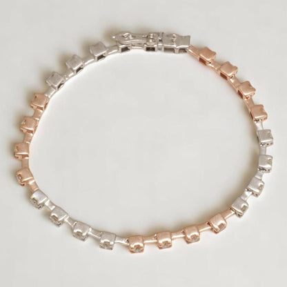 Two Tone Natural Diamond Tennis Bracelet