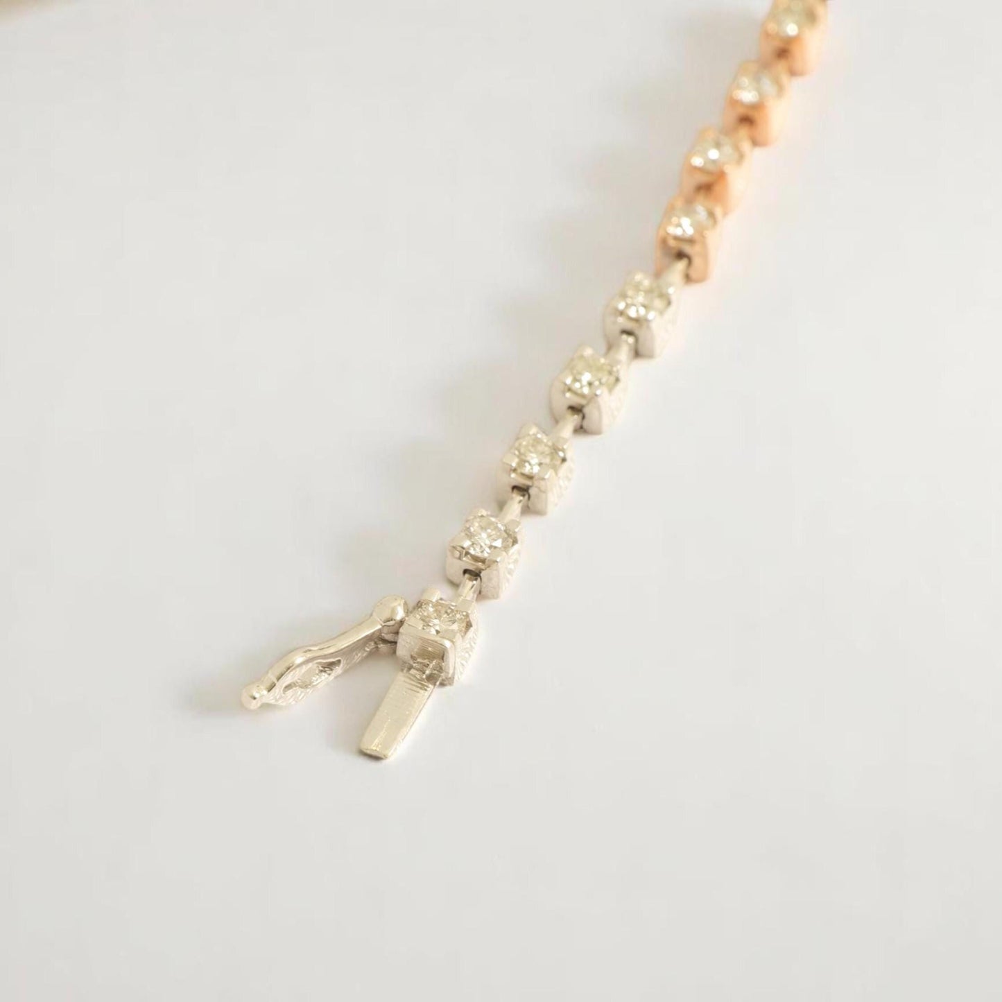 Two Tone Natural Diamond Tennis Bracelet