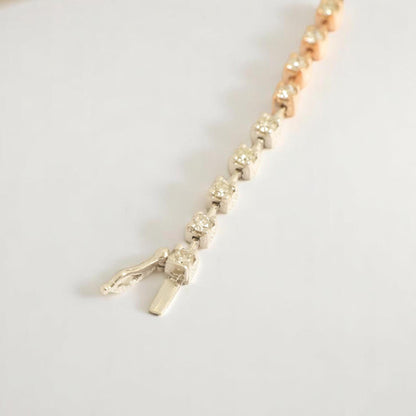 Two Tone Natural Diamond Tennis Bracelet