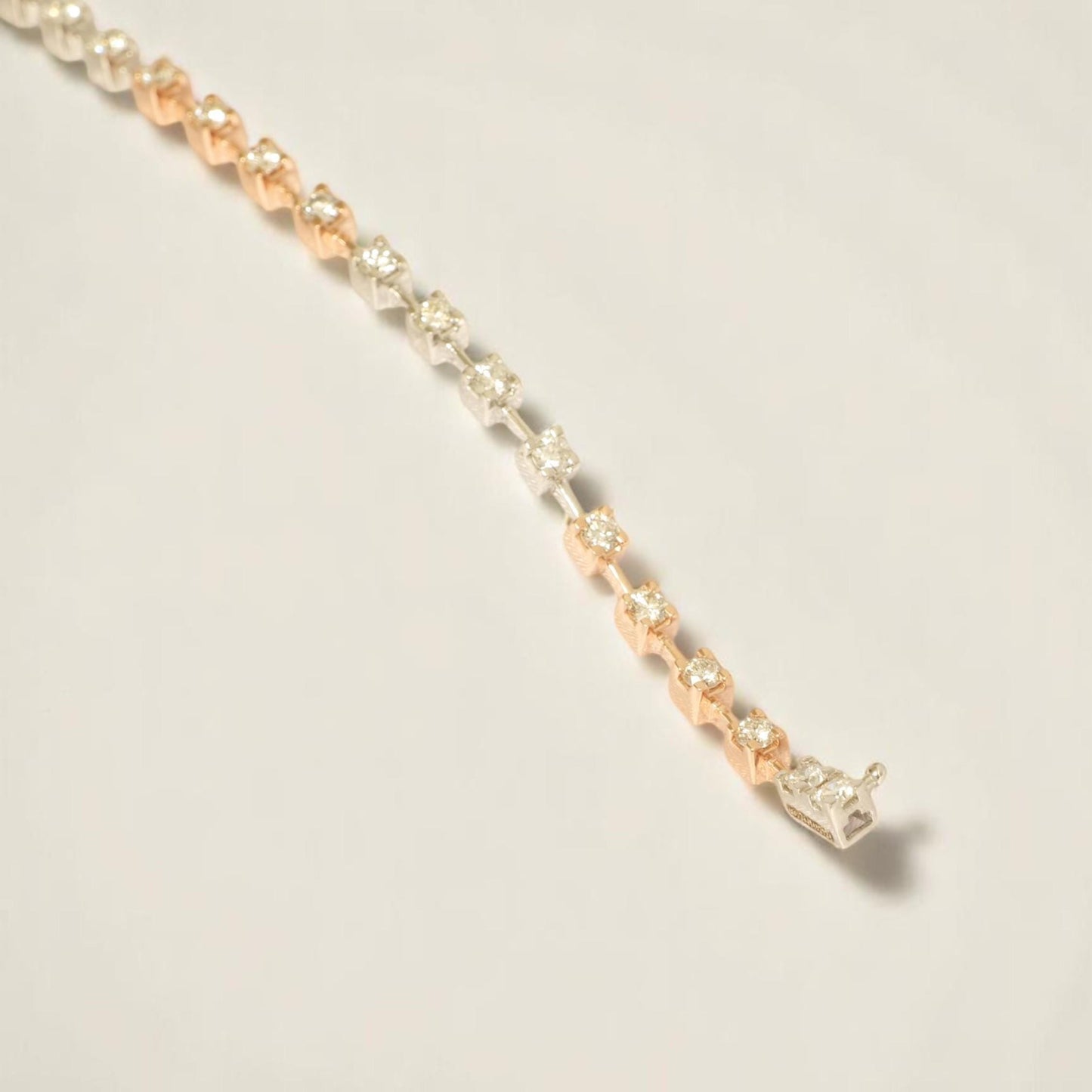 Two Tone Natural Diamond Tennis Bracelet