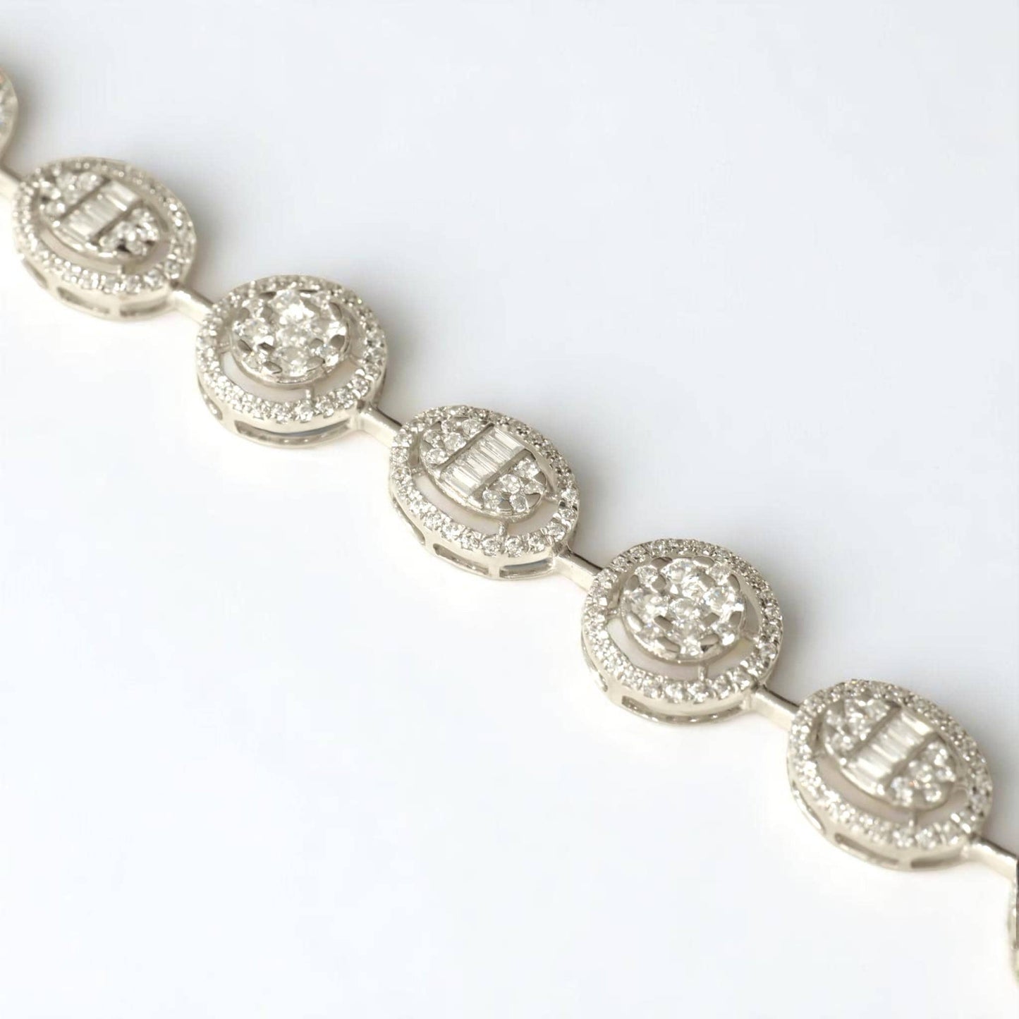 Round & Oval Link Natural Diamond Tennis Bracelet