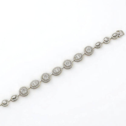 Round & Oval Link Natural Diamond Tennis Bracelet