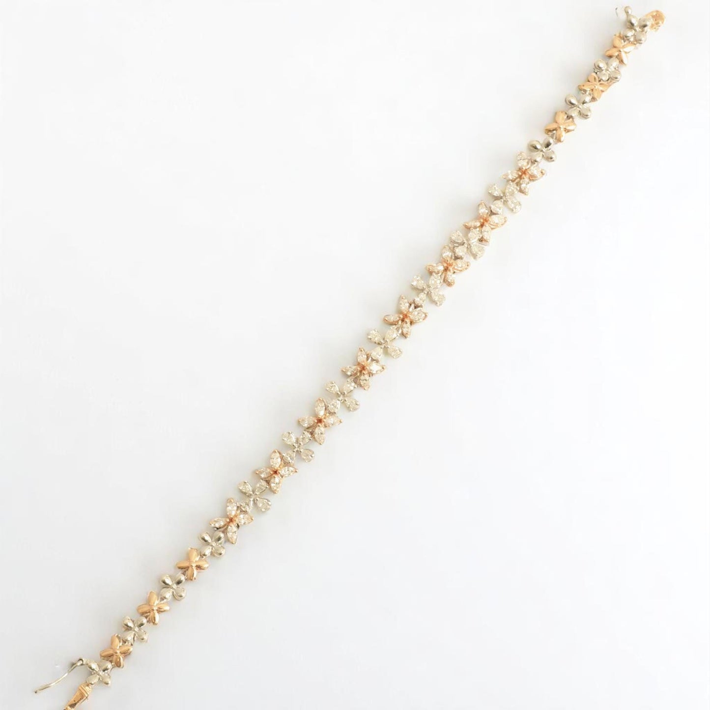 Floral Link Tennis Diamond Bracelet