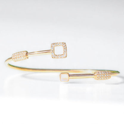 Geometric Natural Diamond Open Cuff Bracelet