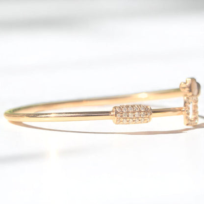 Geometric Natural Diamond Open Cuff Bracelet