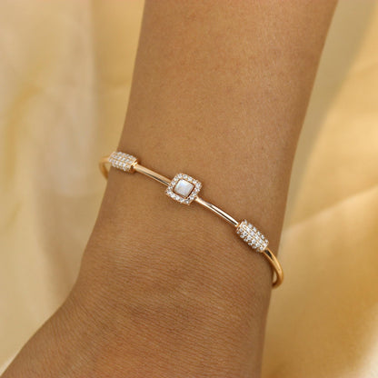 Geometric Natural Diamond Open Cuff Bracelet