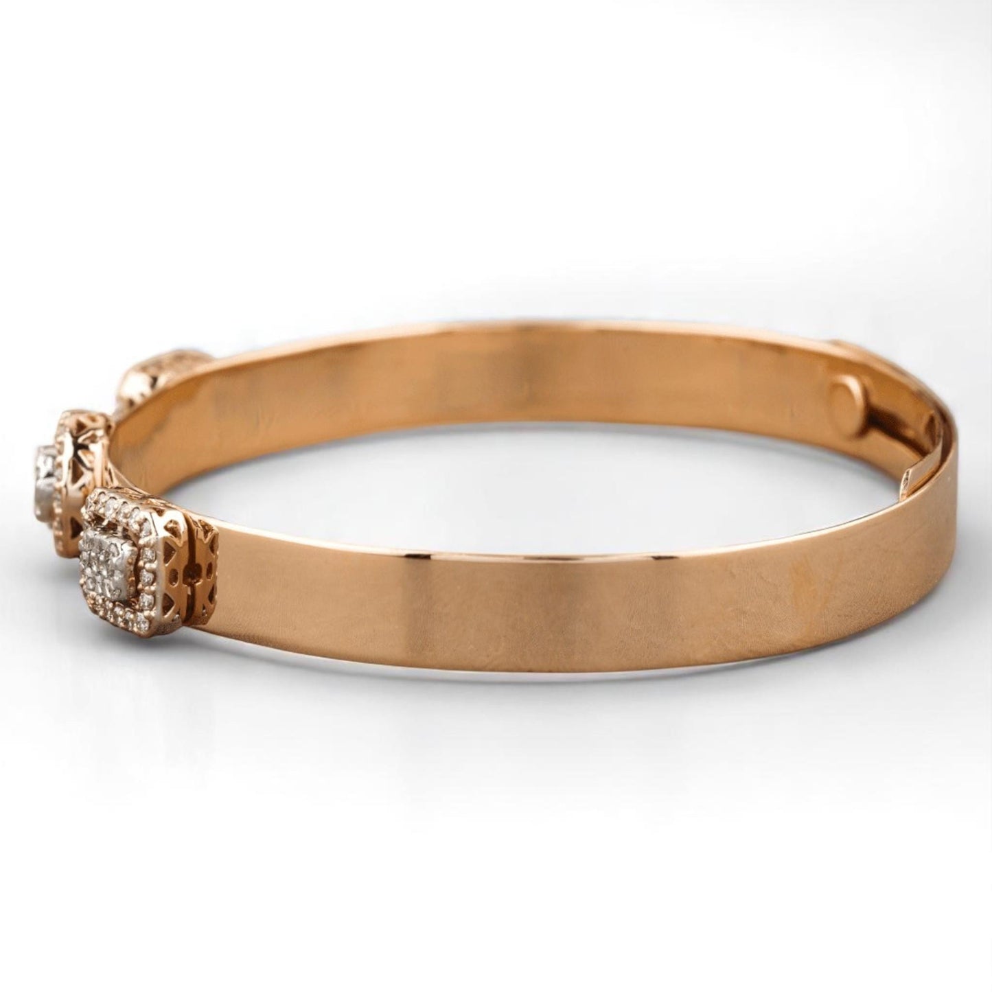 Geometric Halo Natural Diamond Cuff Bracelet