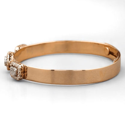 Geometric Halo Natural Diamond Cuff Bracelet