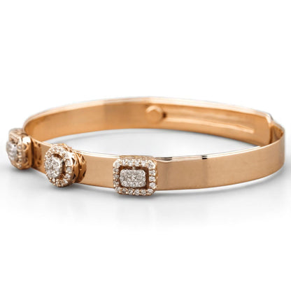 Geometric Halo Natural Diamond Cuff Bracelet