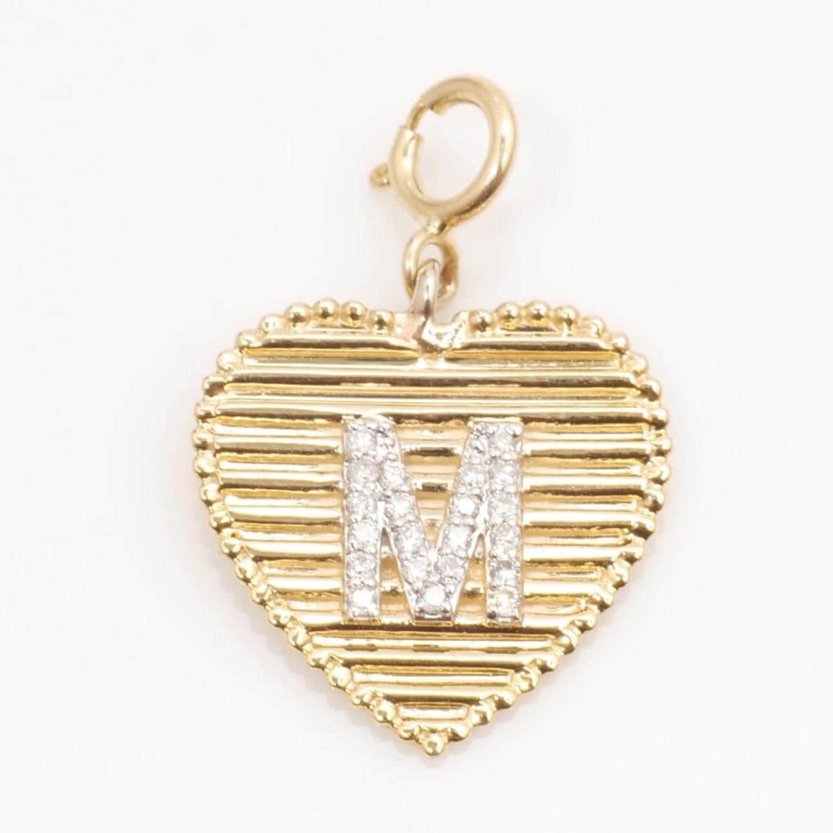 Heart Initial Natural Diamond Charm