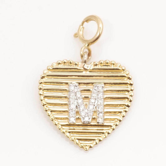 Heart Initial Natural Diamond Charm
