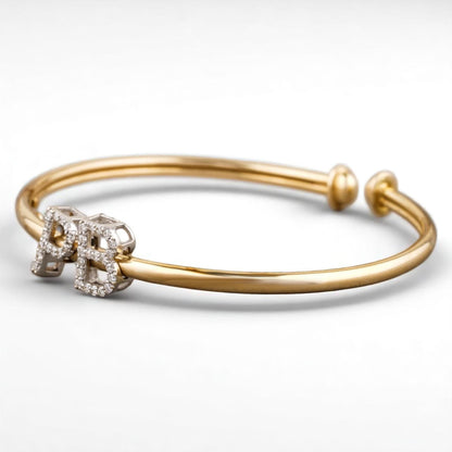 Initials Natural Diamond Open Cuff Bracelet