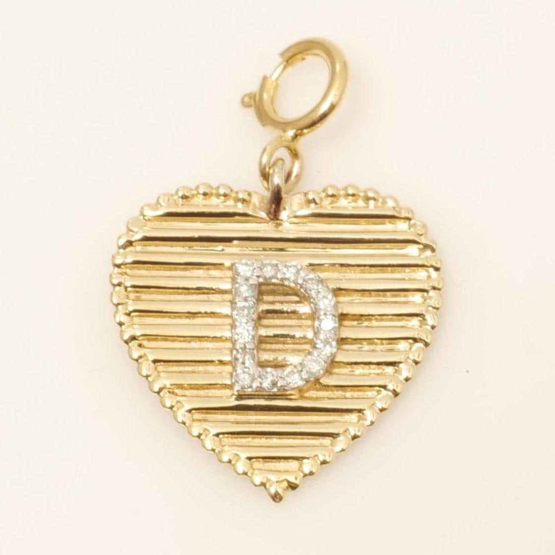 Heart Initial Natural Diamond Charm