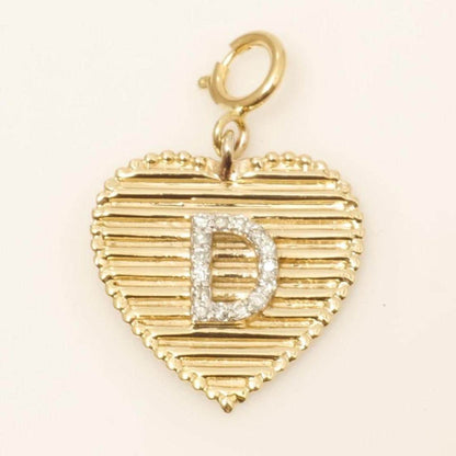 Heart Initial Natural Diamond Charm