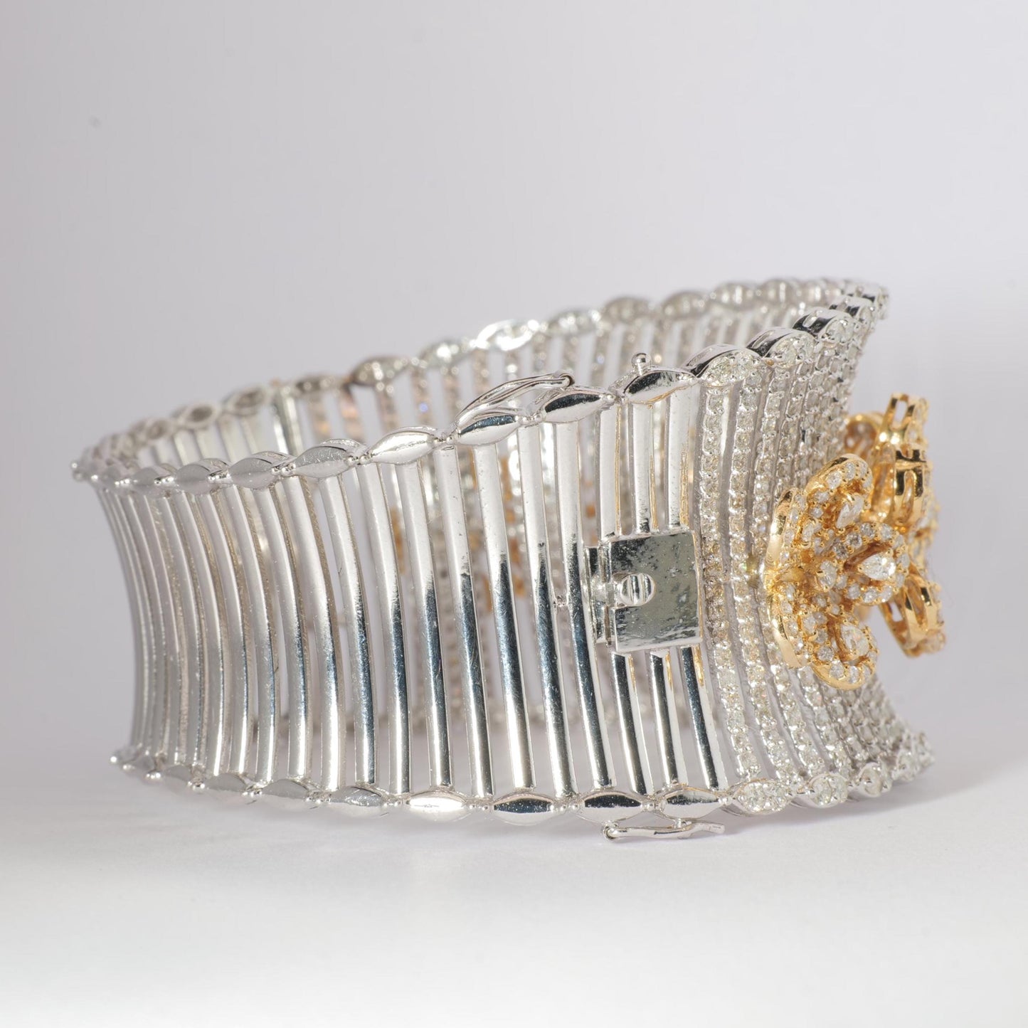 Floral Natural Diamond Cuff Bridal Bracelet